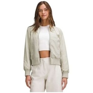 Lululemon Womens Reversible Insulated Bomber Jacket Raw Linen Bone Color Spring